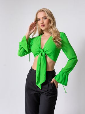 Blusa Verde Transparencia Amarracao Liso All Is Love