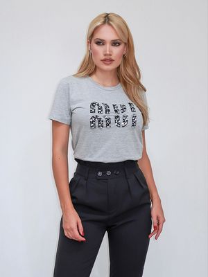 T-Shirt Eva Mui Mui Mescla Aplicacoes Pedras