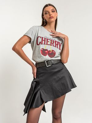 Tshirt Cherry Mescla Cinza Amb